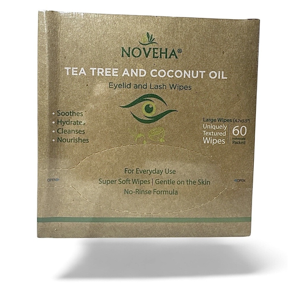 60PCs Tea Tree & Coconut Oil Eyelid & Lash Wipes/STILL IN PLASTIC SHRINK WRAP!